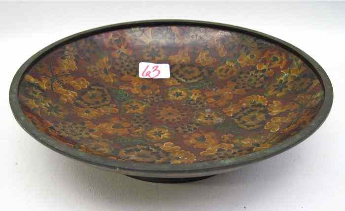 Appraisal: CHINESE CLOISONNE AND BRONZE FOOTED BOWL with floral motif in