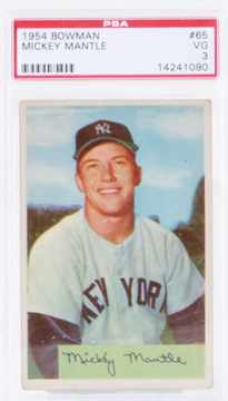 Appraisal: Bowman Mickey Mantle baseball card PSA grading VG Provenance From