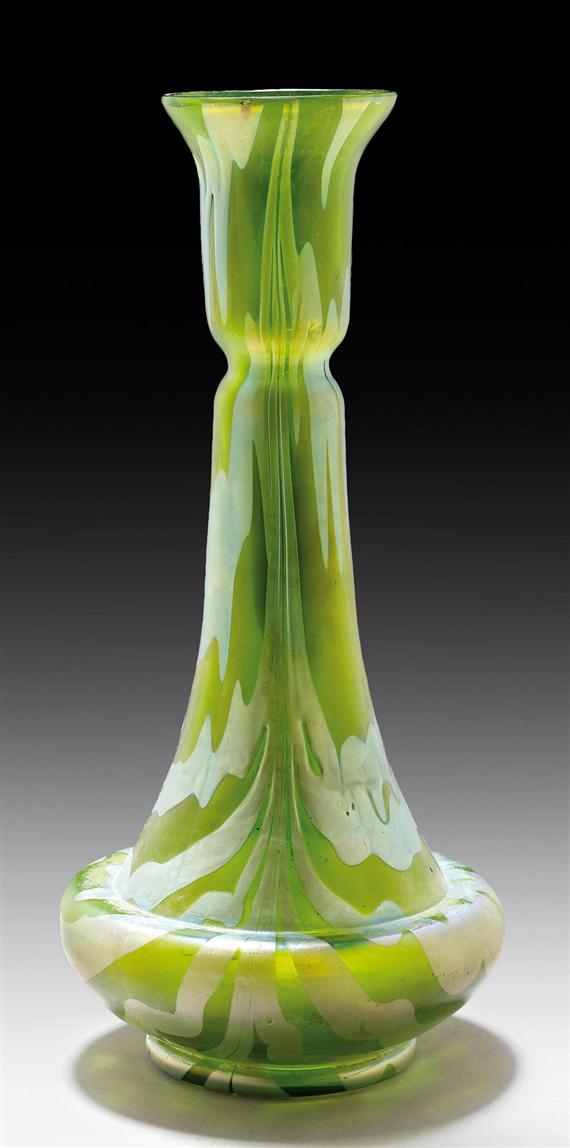 Appraisal: LOETZ attributed to VASE circa Green iridescent glass H cm