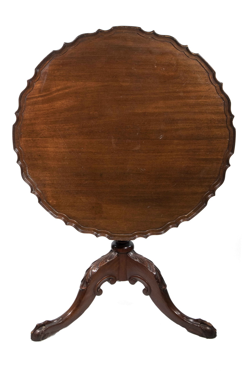 Appraisal: CUSTOM TILT TOP CHIPPENDALE TEA TABLE S Solid Mahogany with