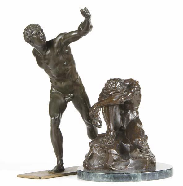 Appraisal: BRONZE ATHLETES Two works of art one signed with foundry