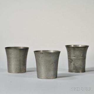 Appraisal: Three Pewter Beakers Ashbil Griswold Meriden Connecticut - and James