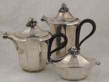 Appraisal: A three piece silver teaset of pot jug and sugar