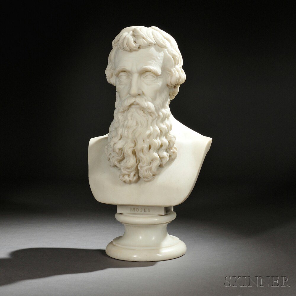 Appraisal: Horatio Stone American - Moses the Carrara marble figure carved