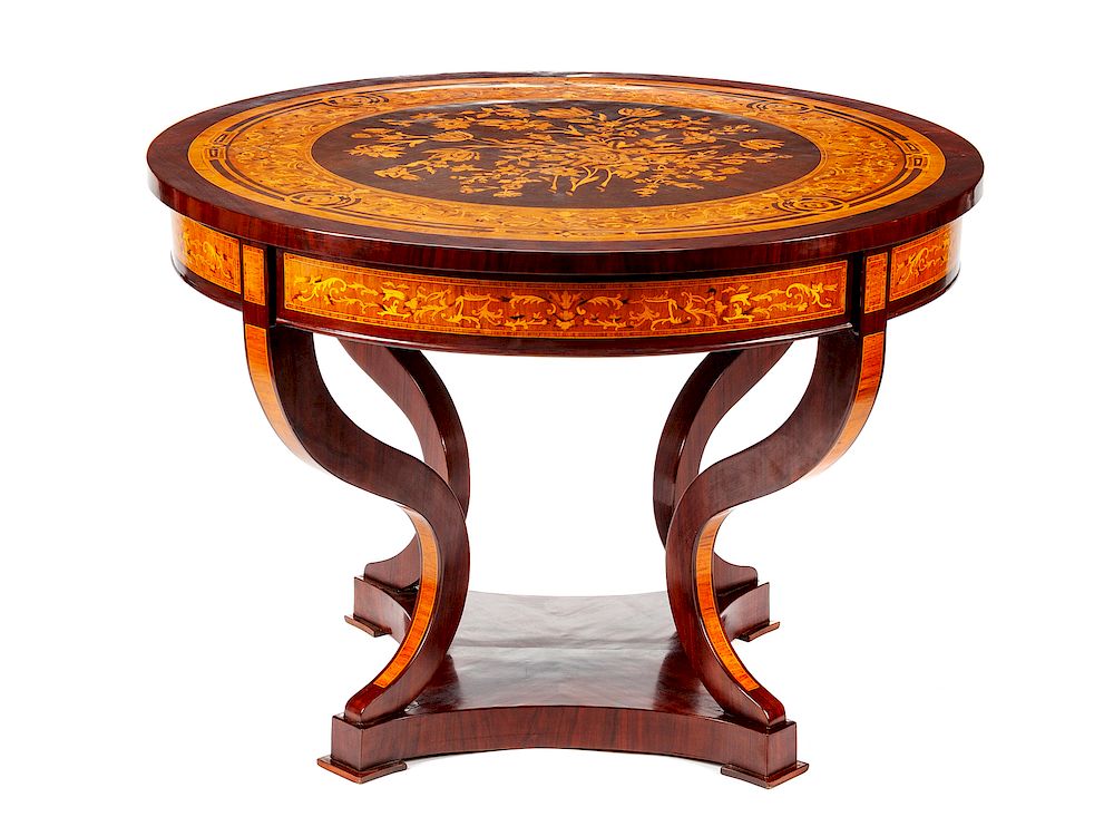 Appraisal: A French Neoclassical Style Marquetry Center Table A French Neoclassical