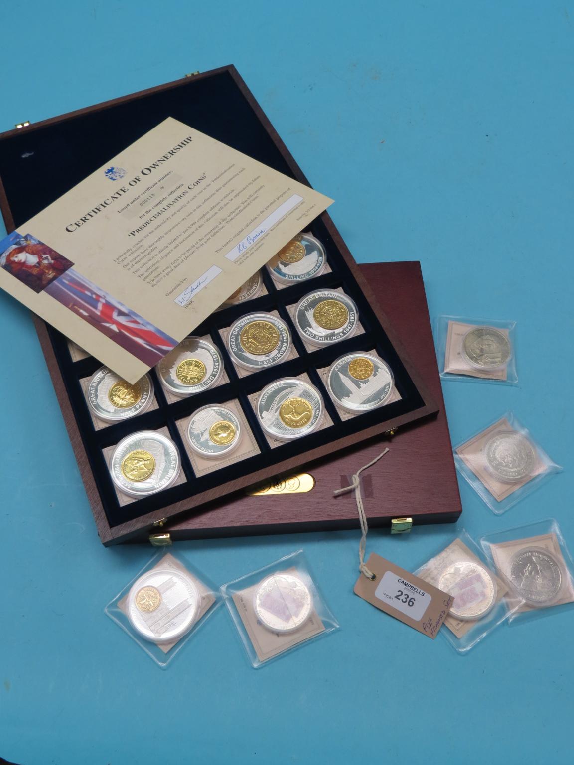 Appraisal: Limited edition coins two cased sets Pre-decimalisation Coins British Banknotes