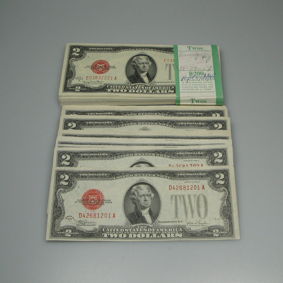 Appraisal: U S F amp G Bank Notes with consecutive serial