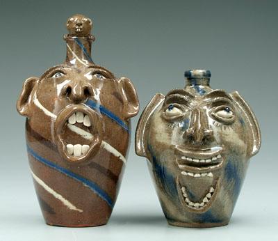 Appraisal: Two North Carolina face jugs one with ceramic teeth blue