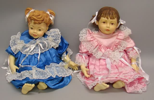 Appraisal: Pair of Italian ivory alabastrite child dolls by TSAC Dolls