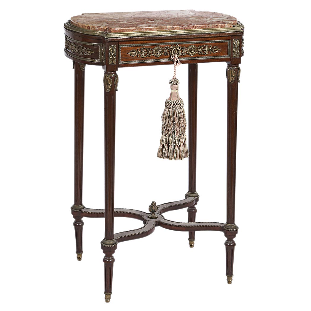 Appraisal: Louis XVI Style Gilt-Metal Mounted Mahogany Side Table The shaped