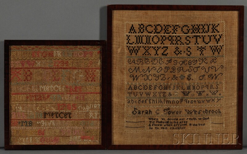 Appraisal: Two Needlework Samplers th and th century the first worked