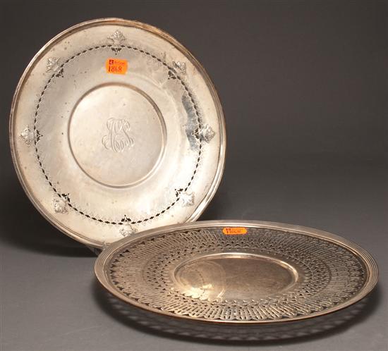 Appraisal: Two American reticulated silver cake plates Durgin and Wallace Durgin