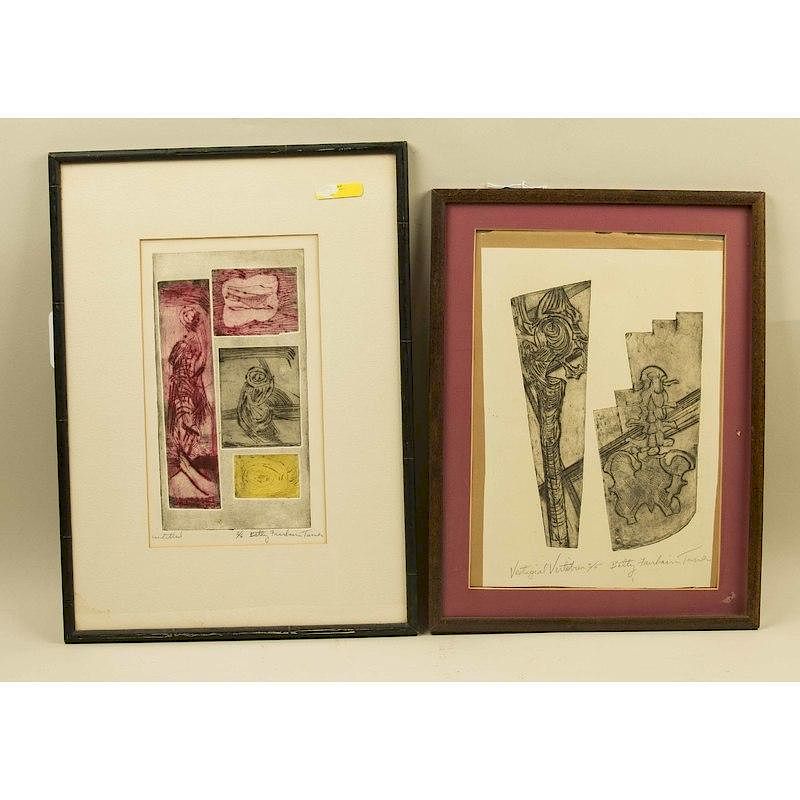 Appraisal: Two Betty Turner Etchings Lot of two framed etchings by