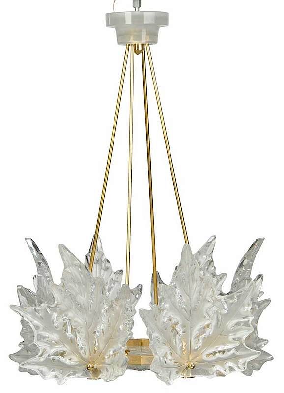 Appraisal: Lalique Champs-Elysees Chandelier France after six sockets with frosted and