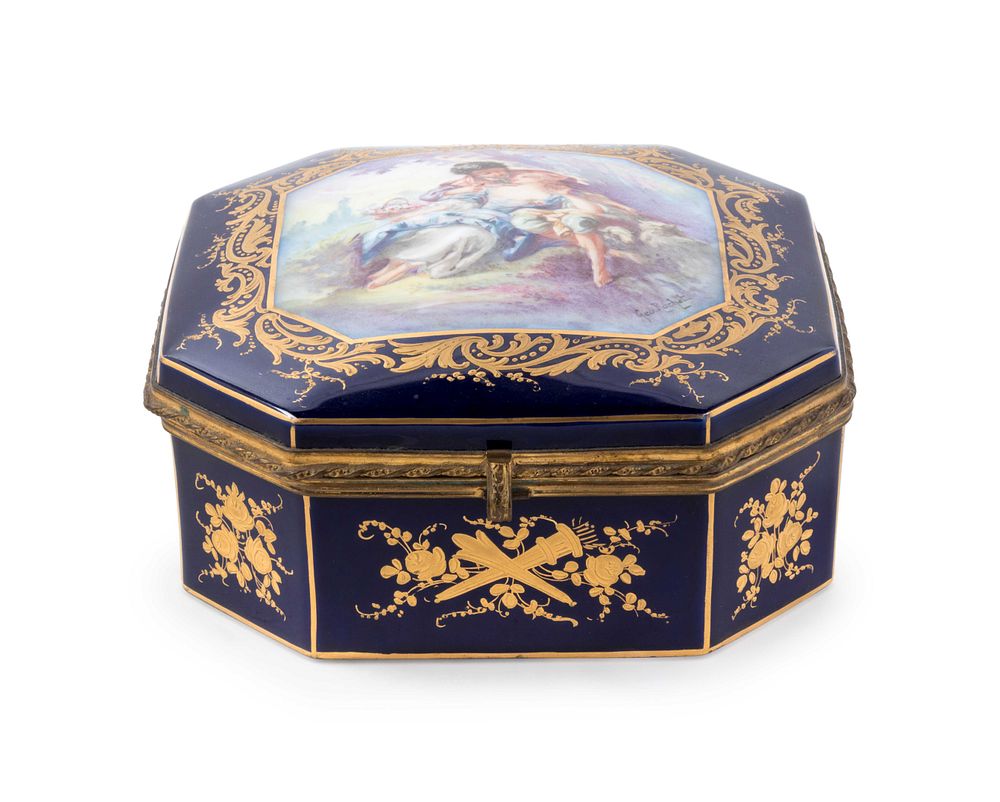 Appraisal: A Sevres Style Painted and Parcel Gilt Porcelain Table Casket