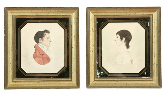 Appraisal: PAIR OF PORTRAITS LABELED BORGHESE AMERICAN TH CENTURY Watercolor on