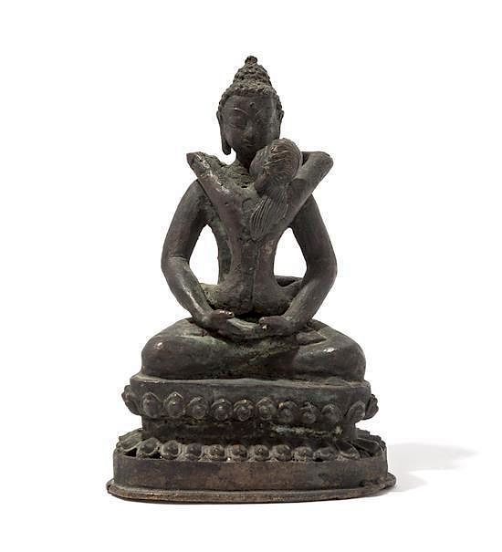 Appraisal: A Bronze Figure of Buddha Height inches A Bronze Figure