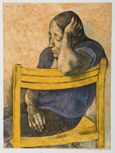 Appraisal: FRANCISCO ZU IGA Muchacha en una silla Color lithograph x