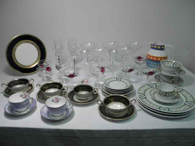 Appraisal: Large lot of assorted cut crystal stems and fine porcelain