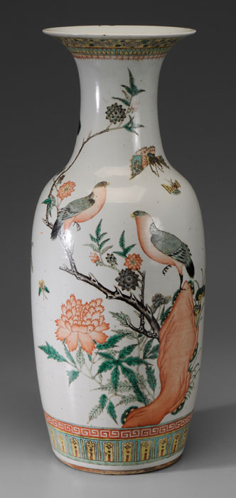 Appraisal: Famille Verte Porcelain Vase Chinese th century slender baluster form