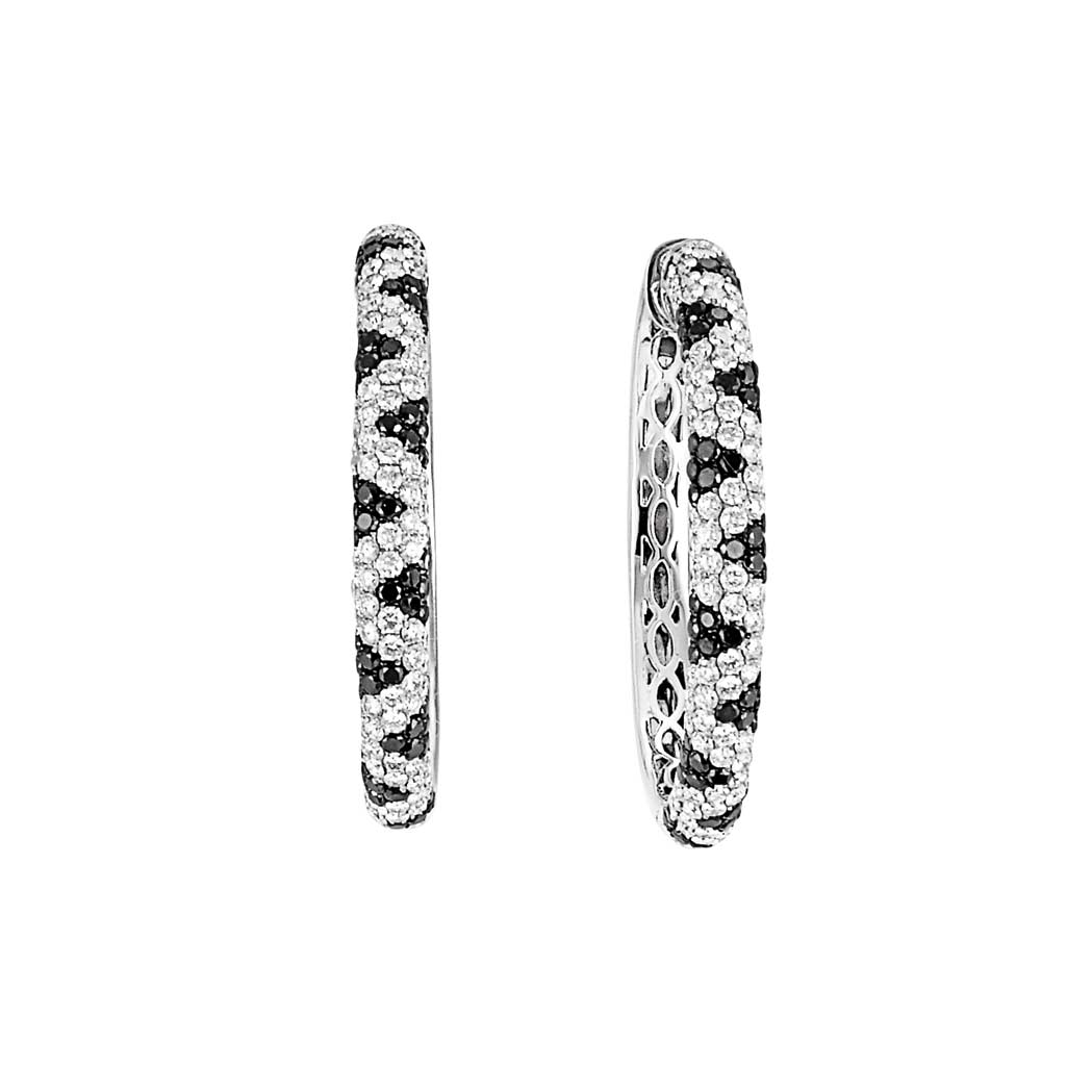 Appraisal: Pair of White Gold Diamond and Black Diamond Hoop Earrings