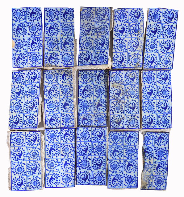 Appraisal: A GROUP OF VICTORIAN BLUE AND WHITE POTTERY TILES with