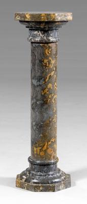 Appraisal: Classical column-form marble pedestal variegated gray-to-ocher marble with rotating octagonal