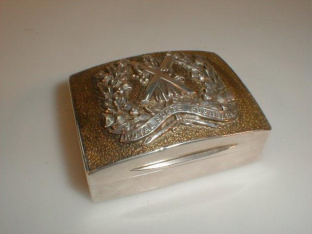 Appraisal: Late Victorian Regimental silver table vesta case the silver gilt