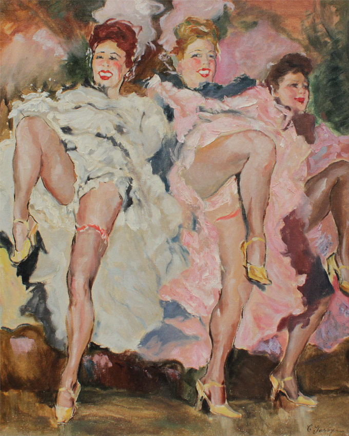 Appraisal: GARRY Charley French - Burlesque Scene Featuring Three Can-Can Dancers