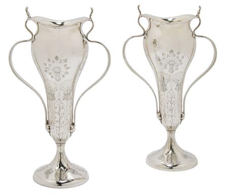 Appraisal: Pair of Tiffany Co Maker's Sterling Silver Vases Estimate -