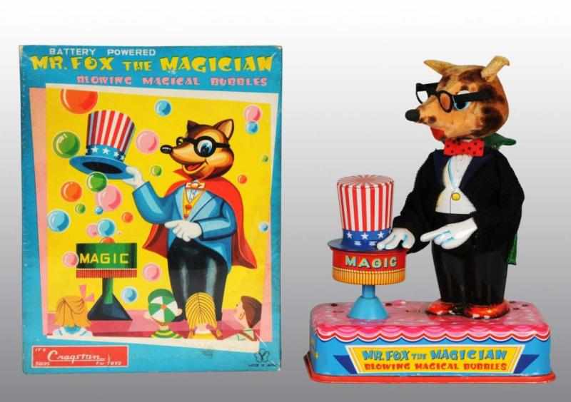 Appraisal: Tin Mr Fox the Magician Battery-Operated Toy Description Japanese Working