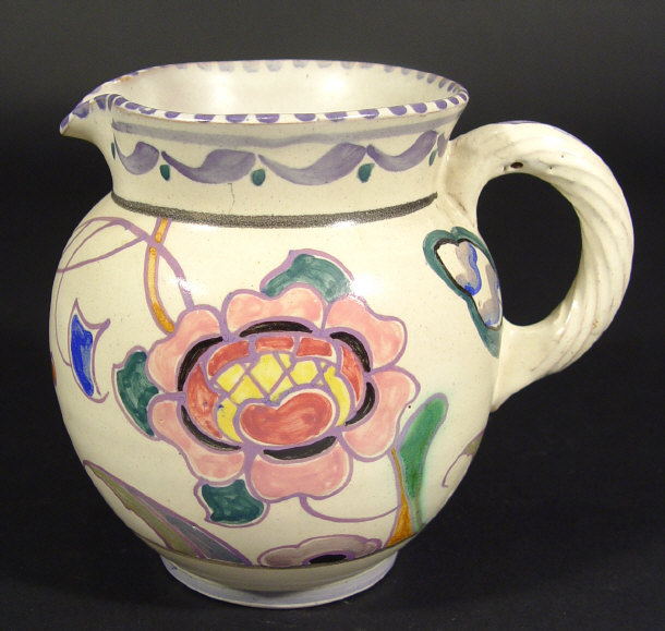 Appraisal: Honiton pottery jug with hand painted floral decoration by Collard