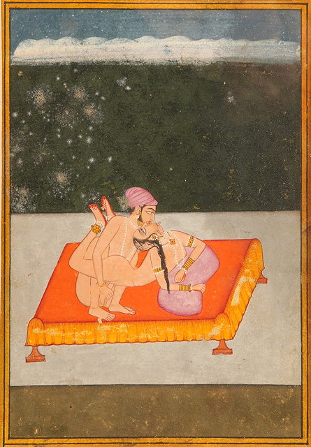 Appraisal: AN INDIAN EROTIC PAINTING Maithuna-Asana perhaps early th Century Rajasthan