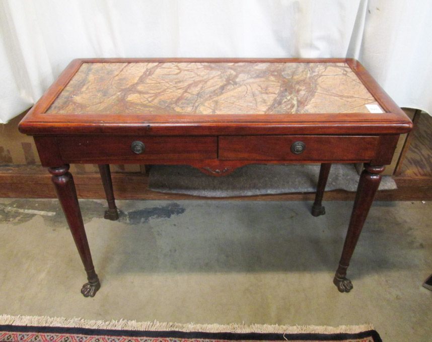 Appraisal: ENGLISH HERITAGE STYLE MAHOGANY WRITING TABLE made in India for