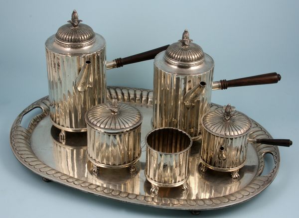 Appraisal: Six piece sterling silver tea and coffee set consisting of