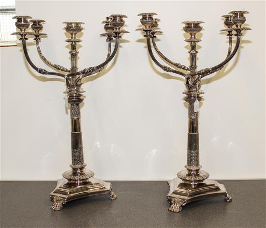 Appraisal: Sale Lot A Pair of Large Silver-Plate Five-Light Candelabra Height