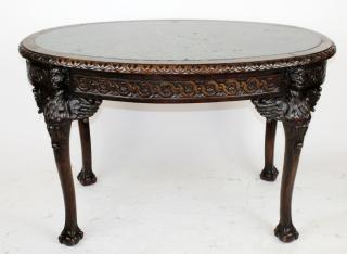 Appraisal: th century French oak marble top foyer table with marble