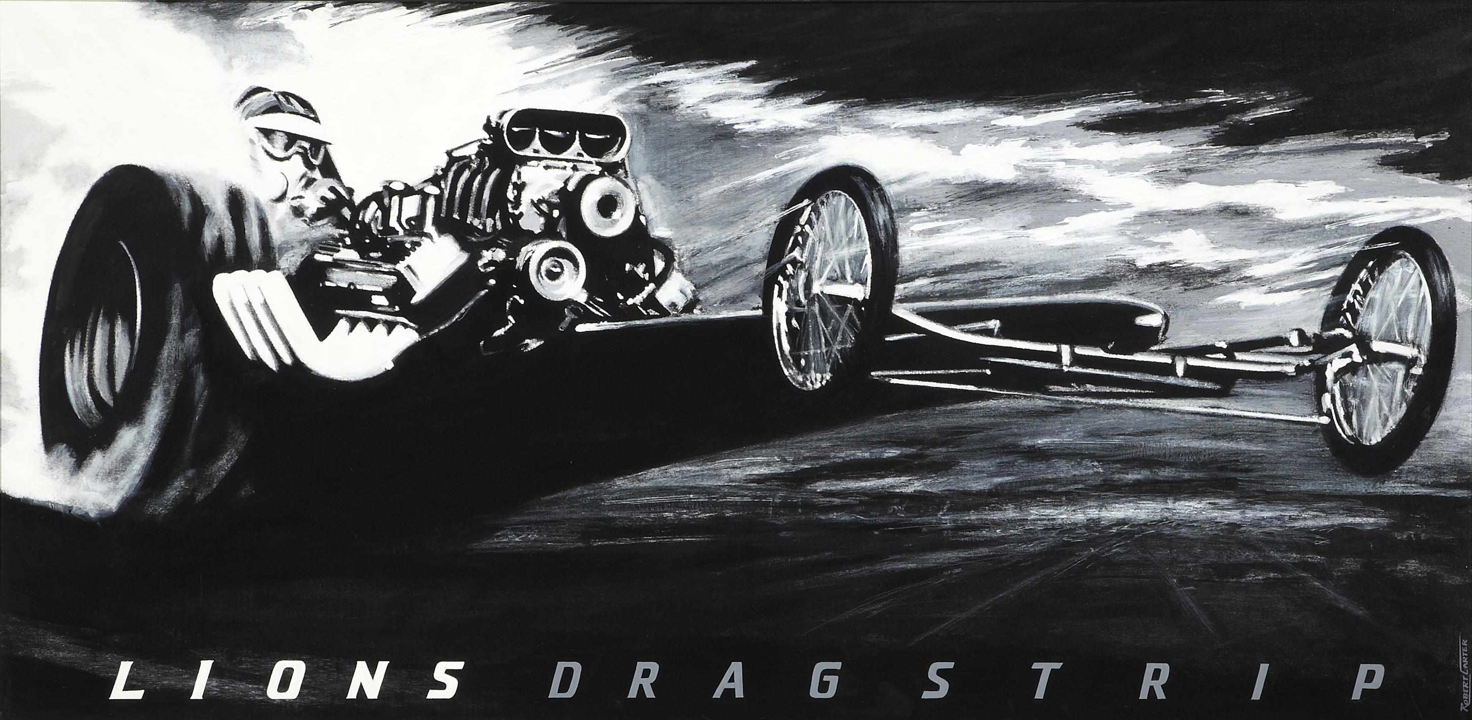 Appraisal: Robert Carter 'Lions Dragstrip' oil on canvas original artwork from