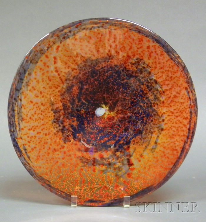 Appraisal: Muller Freres Colored Art Glass Charger flared rim in orange