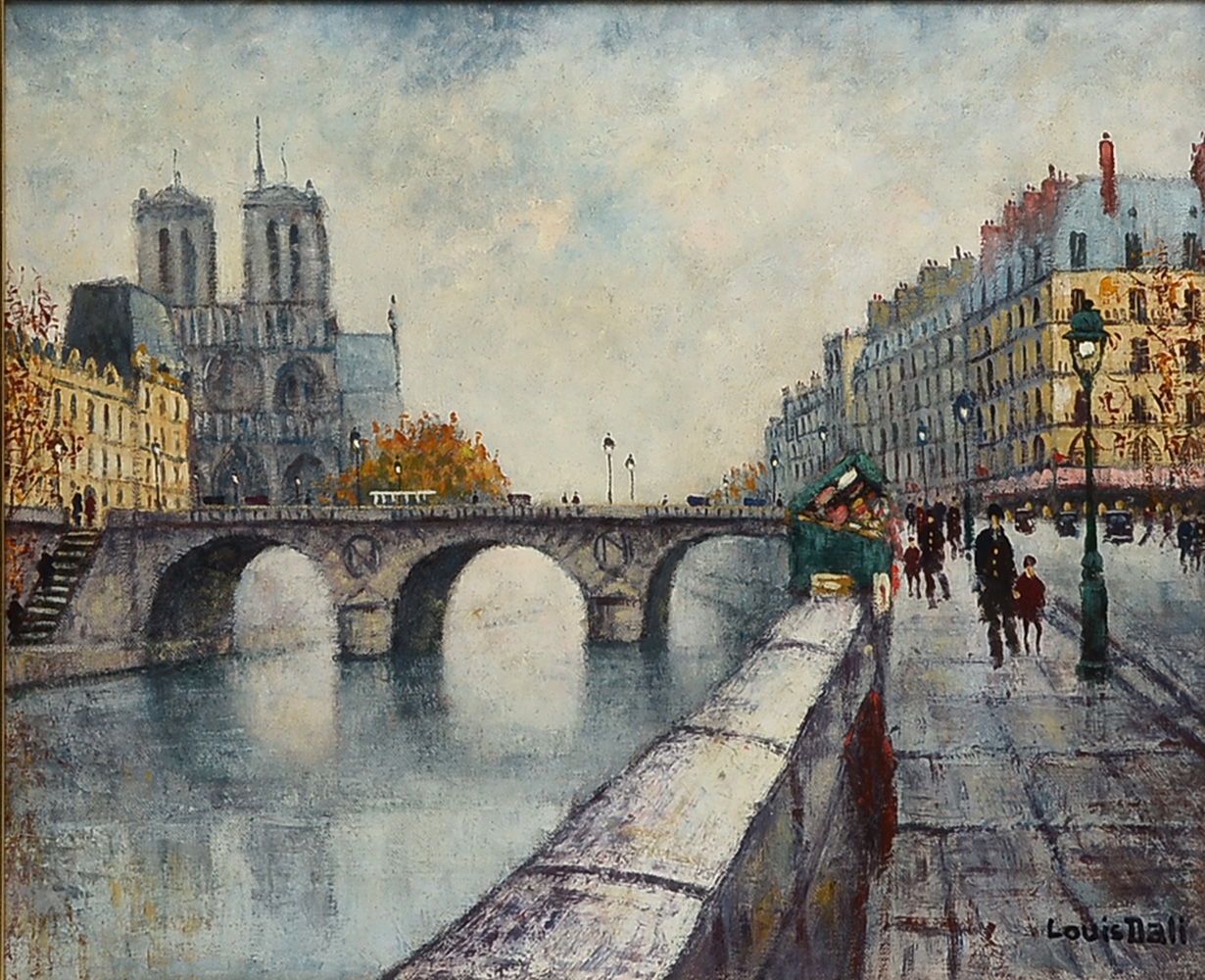 Appraisal: DALI Louis French - Parisian Street Scene with The Seine