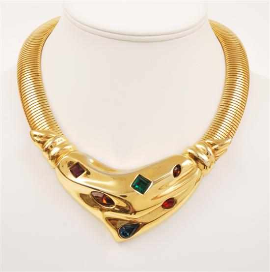 Appraisal: A COSTUME NECKLACE BY GIVENCHY The gilt metal bib style