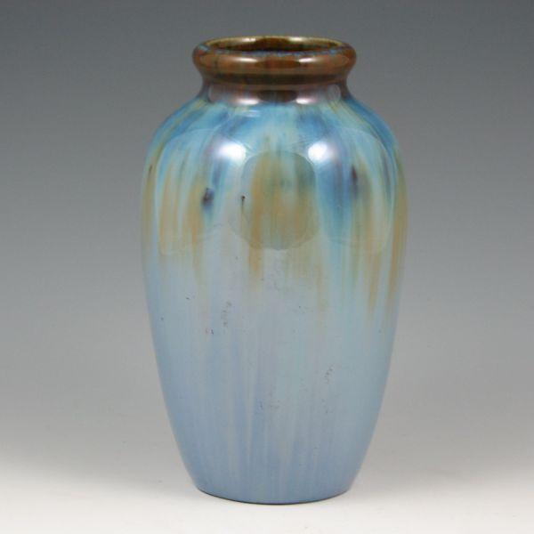 Appraisal: Fulper vase with brown and blue flambe glaze Marked with