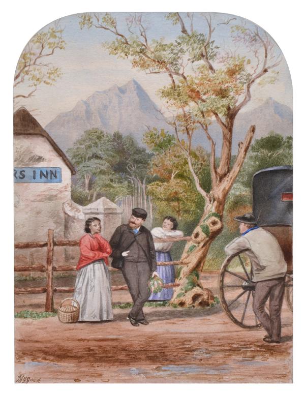 Appraisal: EBENEZER WAKE COOK BRITISH AUSTRALIAN - Coach Stop watercolour EBENEZER