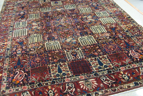 Appraisal: PERSIAN BAKHTIARI TRIBAL GARDEN CARPET southwestern Iran repeating garden panel