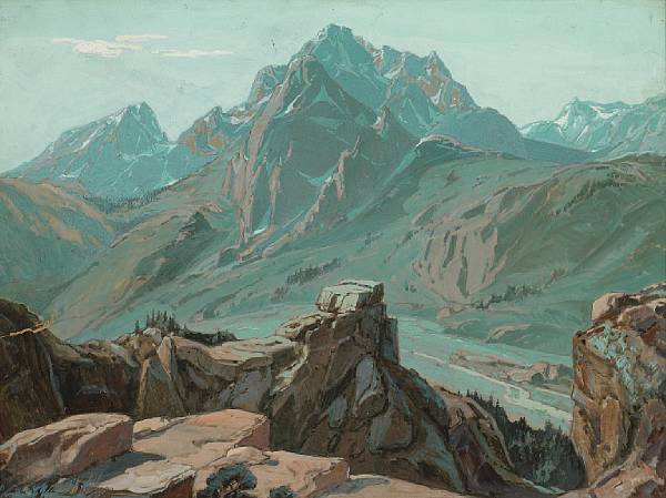 Appraisal: Carl Oscar Borg American - Snow-crowned peaks unsigned gouache on