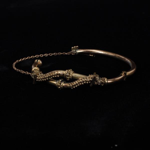 Appraisal: Victorian Gold Filled Gilt Hinged Bangle Bracelet inner width widest