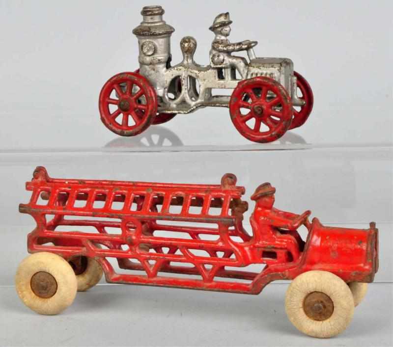 Appraisal: Lot of Cast Iron Fire Truck Toys American Includes one