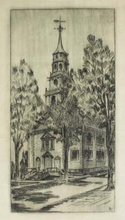 Appraisal: Fp Mutney Na Church Middlebury Vt Artist signed engraving pencil