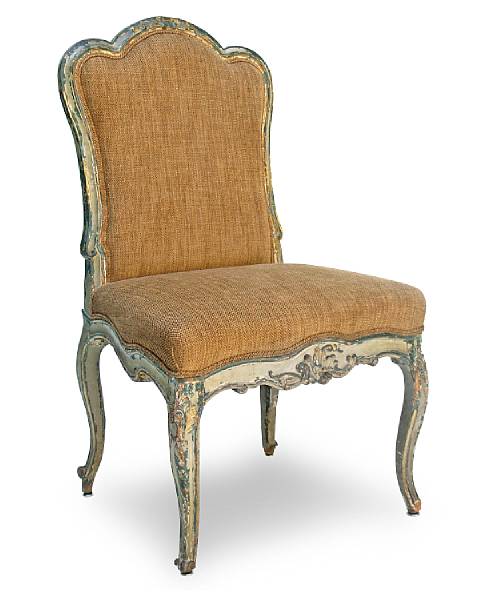 Appraisal: An Italian Rococo parcel gilt and blue painted side chair