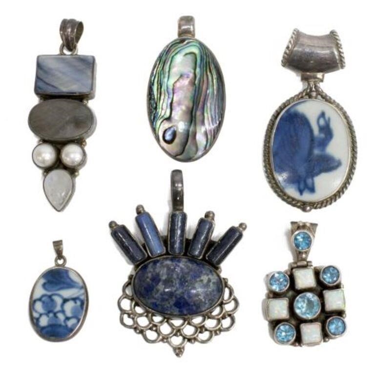 Appraisal: lot of Sterling pedants set with various stones abalone and